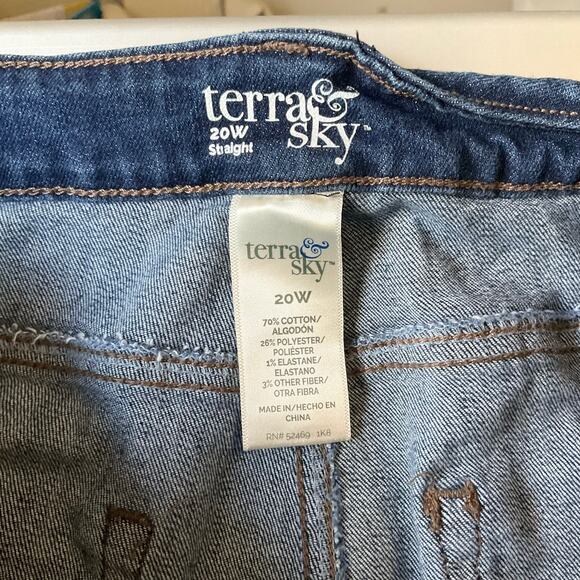 Terra & Sky Women Denim Straight Leg Jeans Size 20W, Blue - Picture 7 of 10
